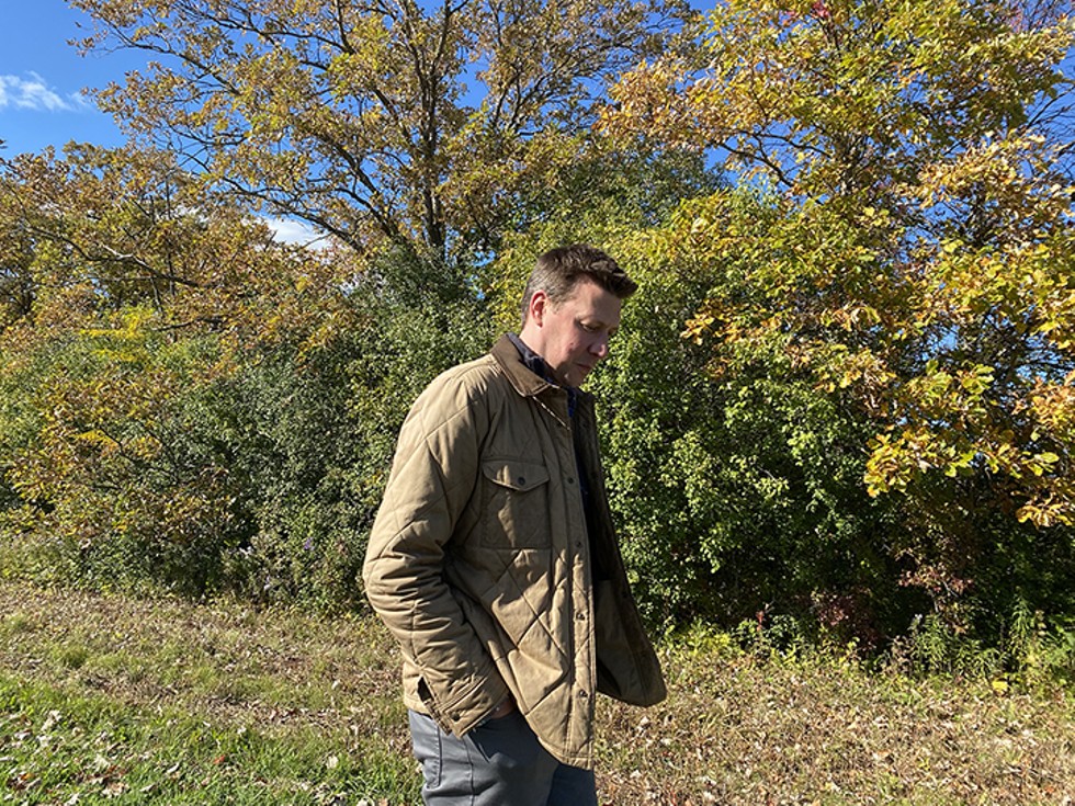 NY-19 Congressional candidate Josh Riley hiking at Greenport Conservation Area outside Hudson in mid-October.