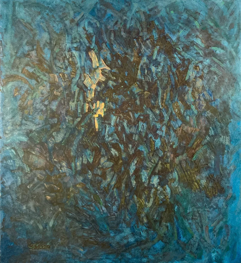 Renee Samuels, Emerson's Dream, oil on canvas, 42x38"