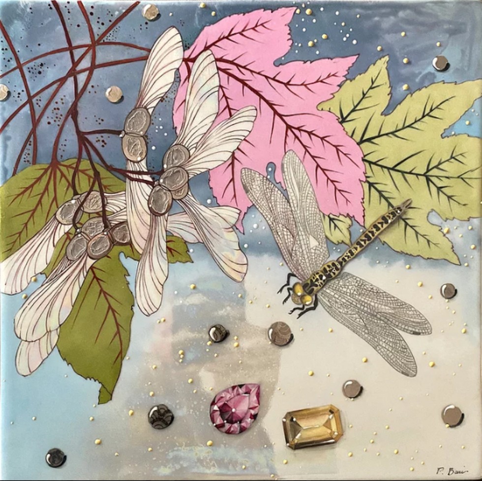 "Dragon Fly" by Paola Bari 6x6 painting on porcelain