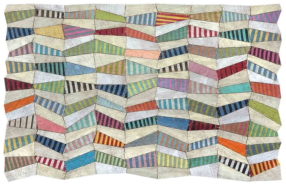 Susan Stover, Undulations 2, 2020 46" X 72" cardboard, latex and acrylic paint with varnished and waxed linen thread