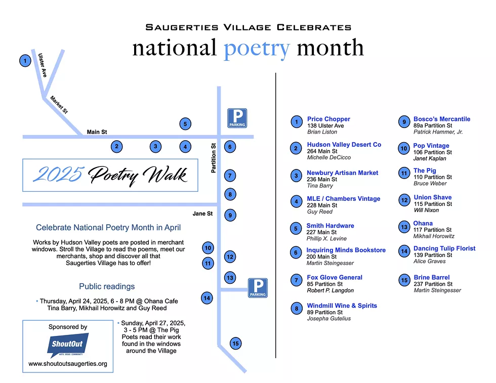 Saugerties Poetry Month Map
