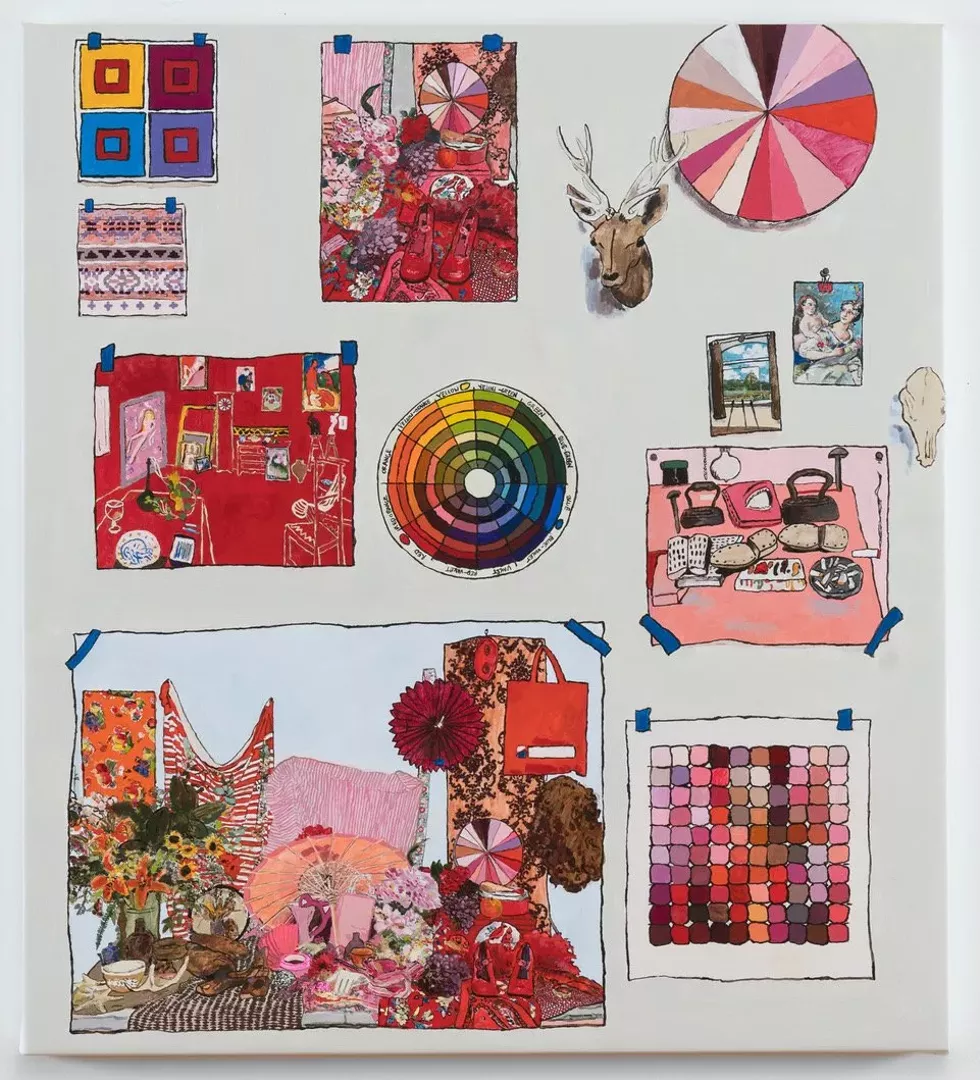 Kirstin Lamb, Red/ Pink Painting, 2021 Acrylic on canvas 39 x 35&rdquo;