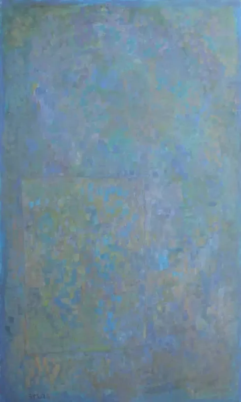 "Homage to Something blue-violet with rectangle," oil on canvas, 58x36"
