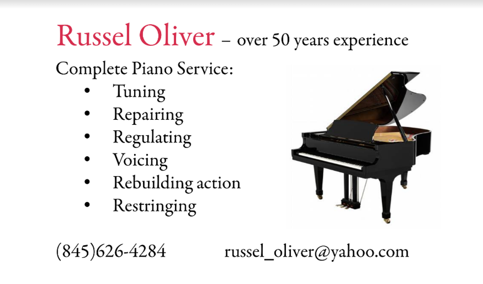 Russel Oliver, Piano Tuner and Technician