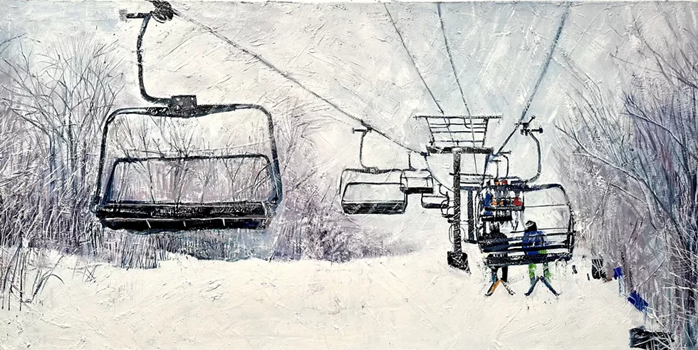 Snowfall on First Chair by Loreen Oren