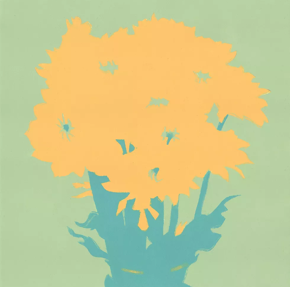Rachel Burgess, Daisies X Curly Leaves, Monotype on paper