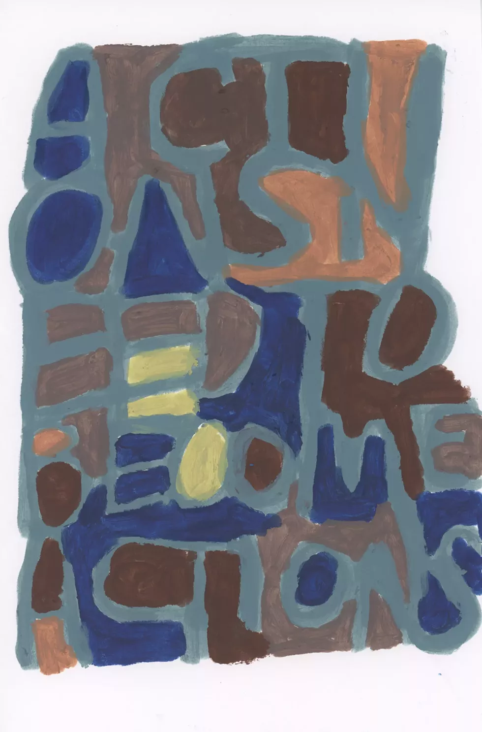 Lukaza Branfman-Verissimo, Actions need to become actions, 2026, paint crayons on paper, 11.5 x 7.5 inches