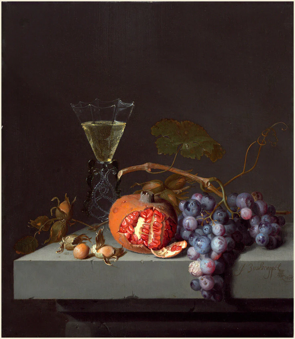 Jacob van Walscapelle, Dutch, Still Life with Fruit, 1675