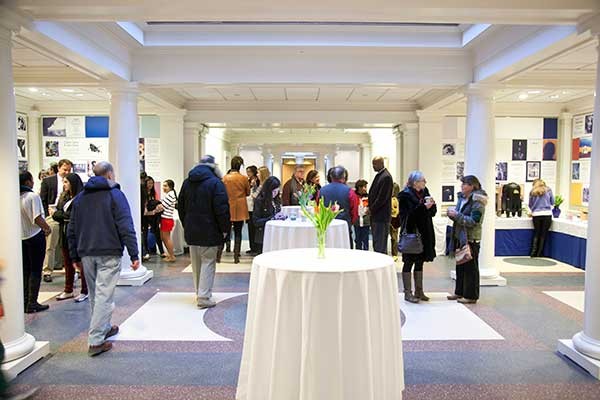 The closing reception of the "I Am" exhibit at the Hotchkiss School's Tremaine Gallery on February 2.