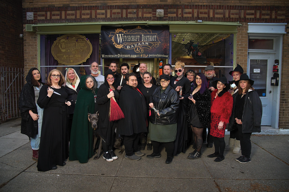 Members of the city's witchcraft community gathered outside the Witchcraft District Bazaar on Mount Carmel Place.