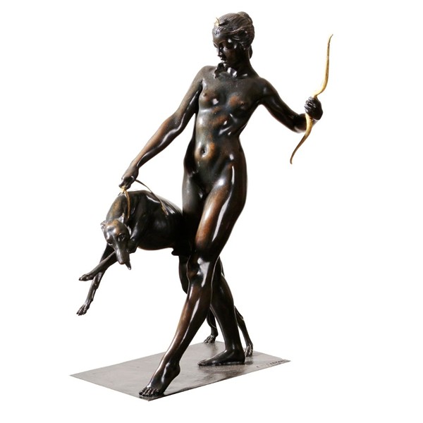Edward Francis McCartan (1879-1947) Diana and the Dog, 1923 Sand cast copper alloy (bronze) Gift of Bartlett Arkell, 1925