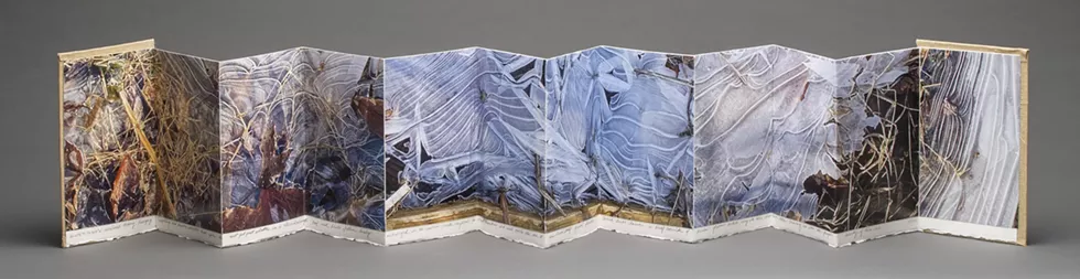 Beth Haber, Thermal Exchange, leporello with archival photographs. 10 x 72 inches open