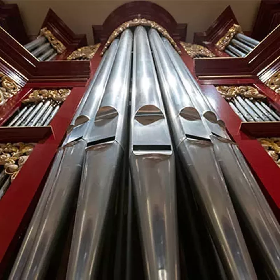 Detail of the Paul Fritts Pipe Organ in the Skinner Hall of Music.