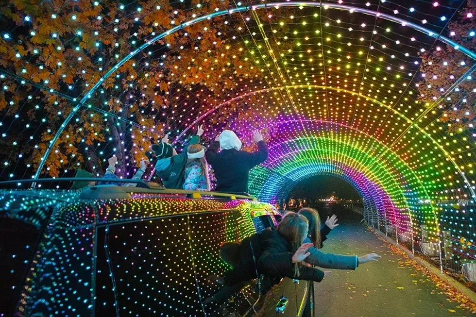 Children in Twirling Tunnel at Winter Wonderland
