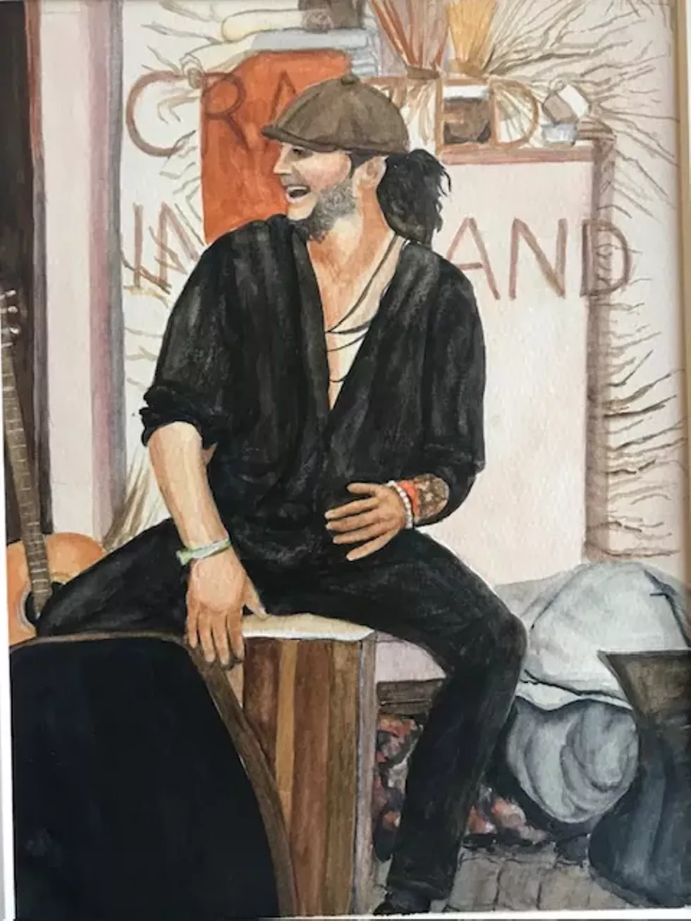 Irish Street Drummer, watercolor, 10"x12"