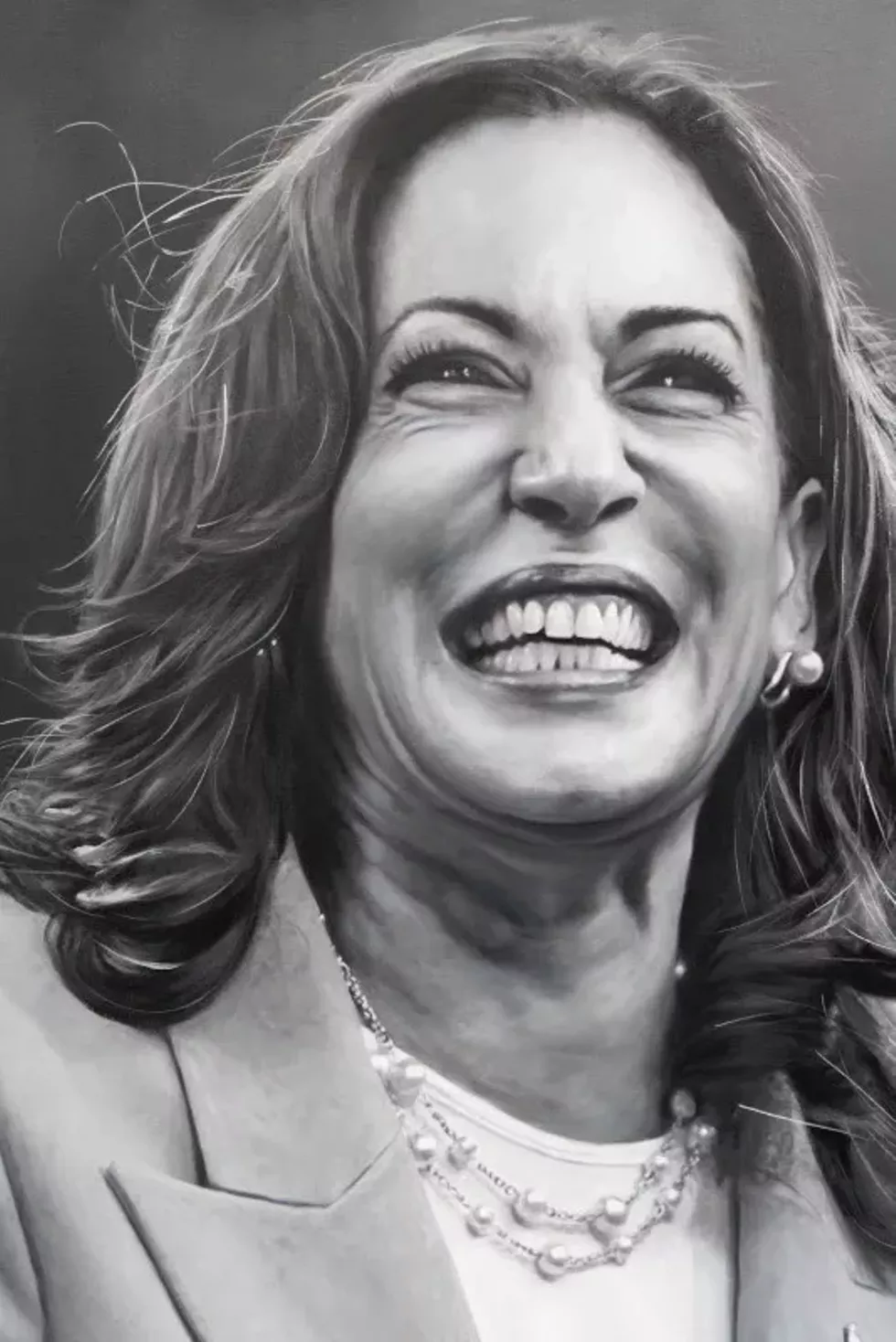 Yigal Ozeri, Kamala Harris, 30 x 40 in, oil on canvas, 2024 (detail)